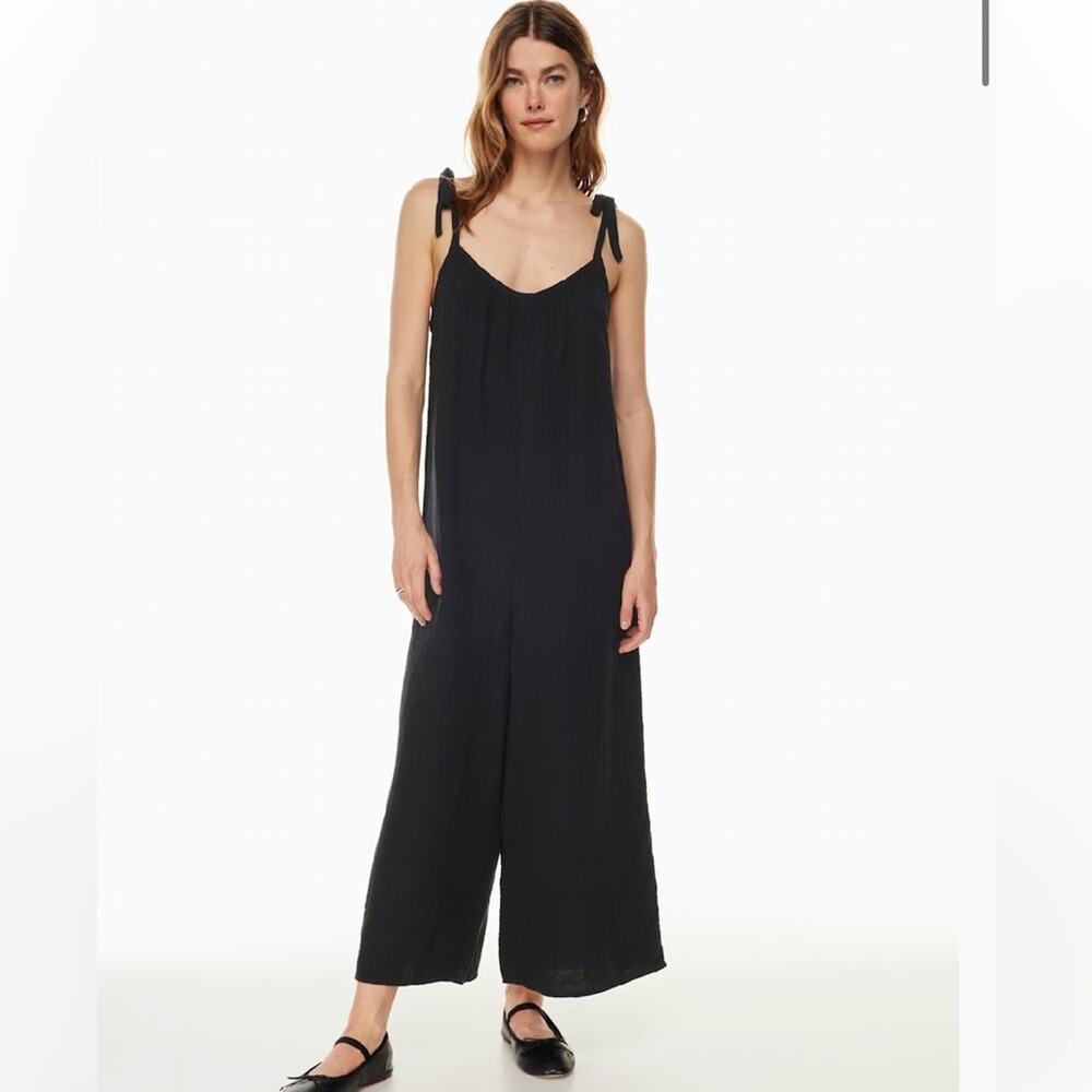 Aritzia Wilfred Free Candour Organic Cotton Black Gauze Jumpsuit Size Medium